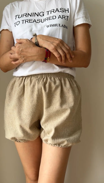 RTBU Sustainable wear Iyengar Yoga/Pole Dance Gymnastics Free Exercise Natural Hemp Fiber Bloomers Shorts  (medium-weight)