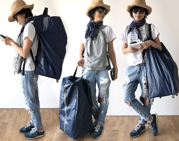 EPA! Caster Wheels Foldable Soft Compact Minimalist Travel Rolling Luggage Backpack Skate