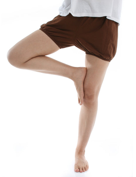 RTBU 360 degree Protective Flash-Proof Iyengar Yoga Dance 100% Cotton Bloomer Shorts Brown