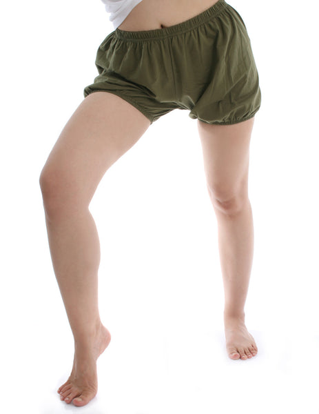 RTBU Iyengar Yoga Dance Ballet Practice Pilates Cotton Bloomer Shorts Military Green