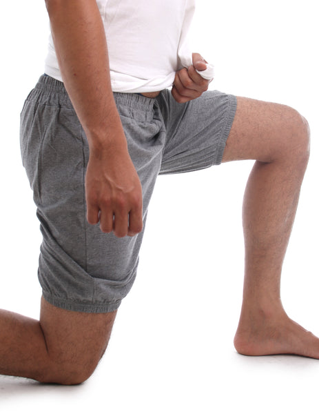 RTBU Mens Iyengar Yoga Pole Dance Pilates Cotton Bloomer Shorts Heather Gray