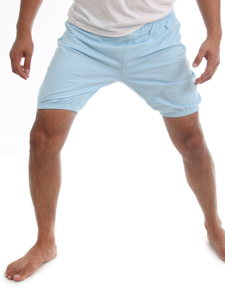 RTBU Men Iyengar Yoga Dance Ballet Pilates Cotton Bloomer Shorts Baby Blue