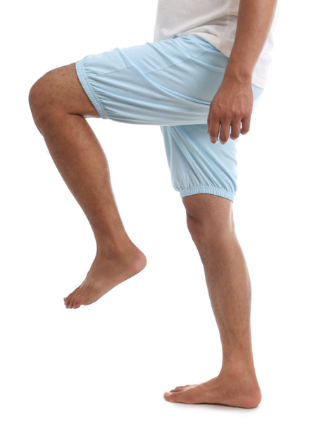 RTBU Men Iyengar Yoga Dance Ballet Pilates Cotton Bloomer Shorts Baby Blue