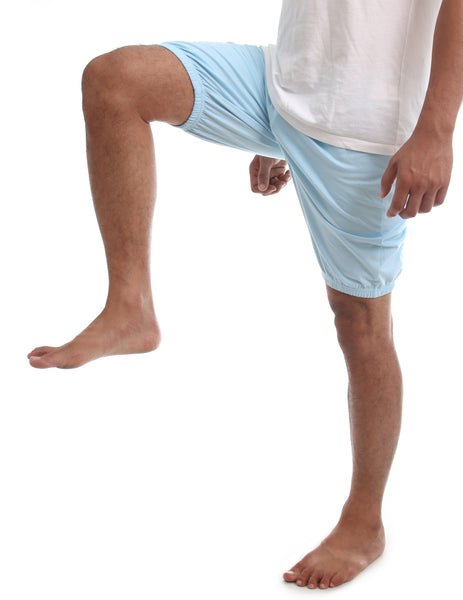 RTBU Men Iyengar Yoga Dance Ballet Pilates Cotton Bloomer Shorts Baby Blue