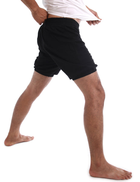 RTBU Men Iyengar Yoga Ballet Dance Practice Pilates Cotton Bloomer Shorts Black