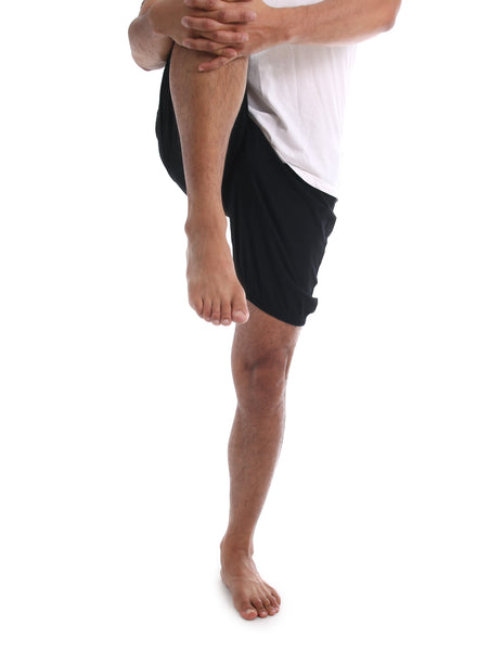 RTBU Men Iyengar Yoga Ballet Dance Practice Pilates Cotton Bloomer Shorts Black
