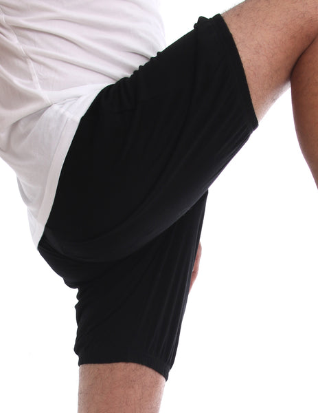 RTBU Men Iyengar Yoga Ballet Dance Practice Pilates Cotton Bloomer Shorts Black