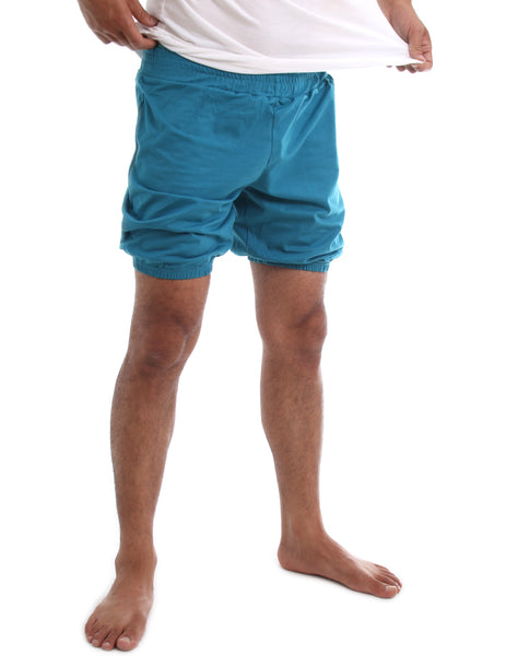 RTBU Mens Iyengar Yoga Pilates Cotton Anti-Flashing Bloomer Shorts Teal Blue