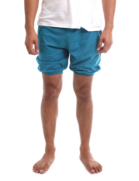 RTBU Mens Iyengar Yoga Pilates Cotton Anti-Flashing Bloomer Shorts Teal Blue