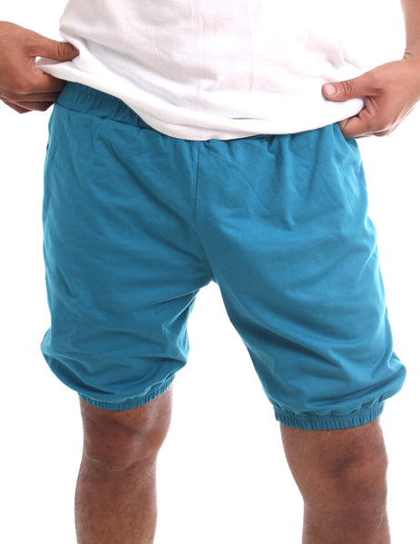 RTBU Mens Iyengar Yoga Pilates Cotton Anti-Flashing Bloomer Shorts Teal Blue