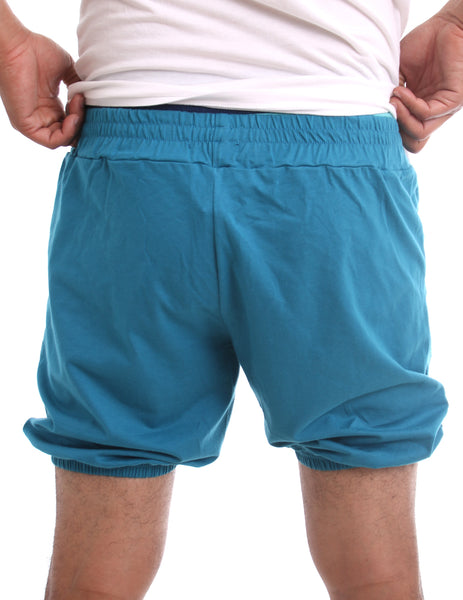 RTBU Mens Iyengar Yoga Pilates Cotton Anti-Flashing Bloomer Shorts Teal Blue