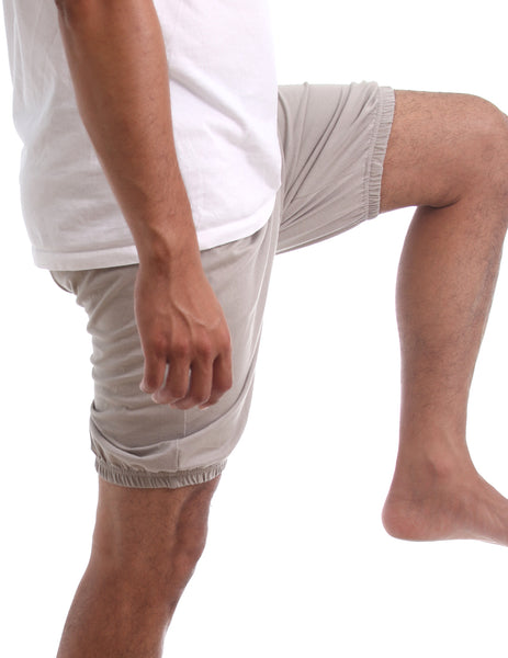 RTBU Men Iyengar Yoga Dance Ballet Pilates Cotton Bloomer Shorts Cement Gray