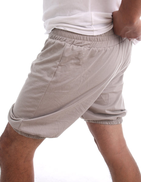 RTBU Men Iyengar Yoga Dance Ballet Pilates Cotton Bloomer Shorts Cement Gray