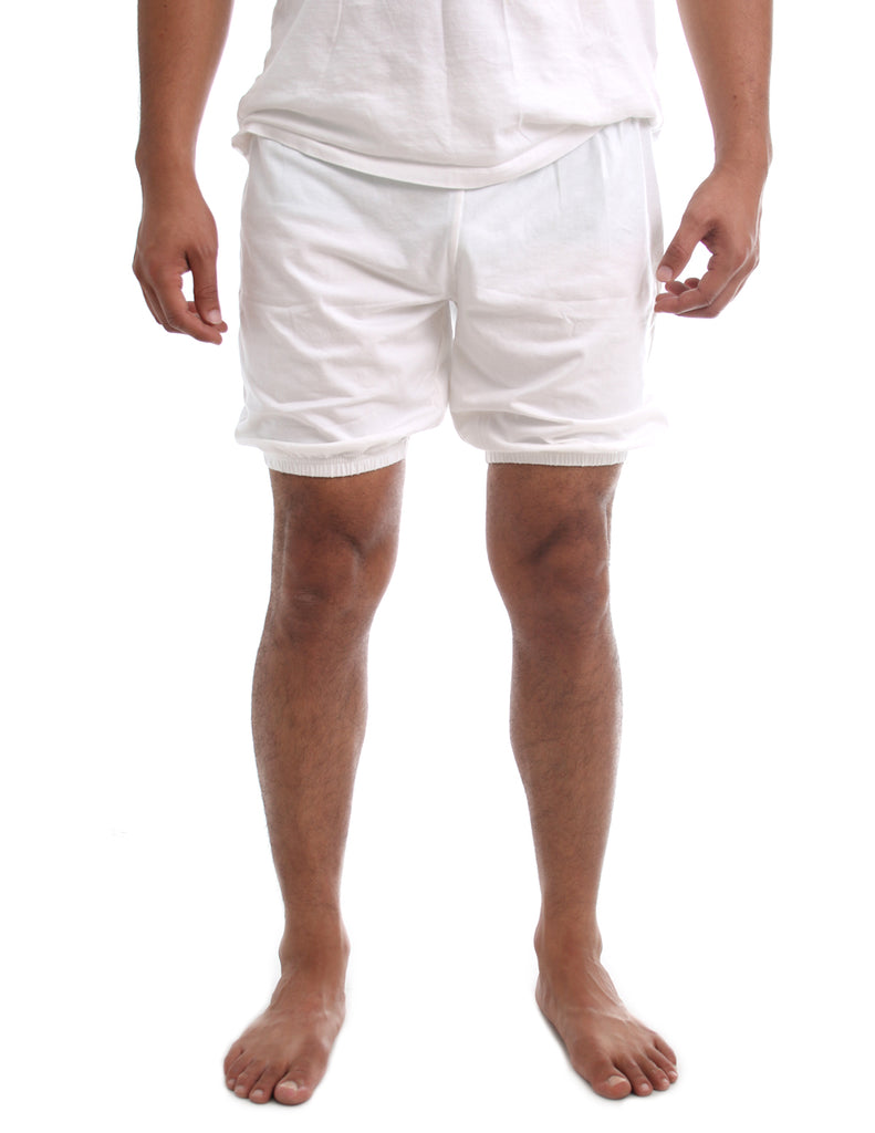 RTBU Mens Iyengar Yoga Dance Ballet Pilates Cotton Bloomer Shorts Natural White