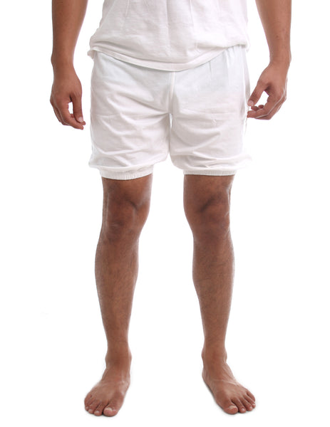 RTBU Mens Iyengar Yoga Dance Ballet Pilates Cotton Bloomer Shorts Natural White