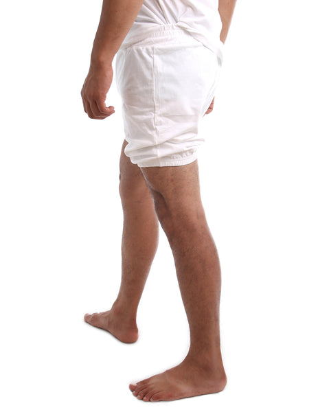 RTBU Mens Iyengar Yoga Dance Ballet Pilates Cotton Bloomer Shorts Natural White
