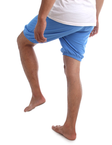 RTBU Men Iyengar Yoga Dance Ballet Pilates Cotton Bloomer Shorts Crayon Blue