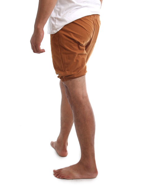 RTBU Men Indian Iyengar Yoga Dance Pilates Cotton Bloomer Shorts Caramel Brown