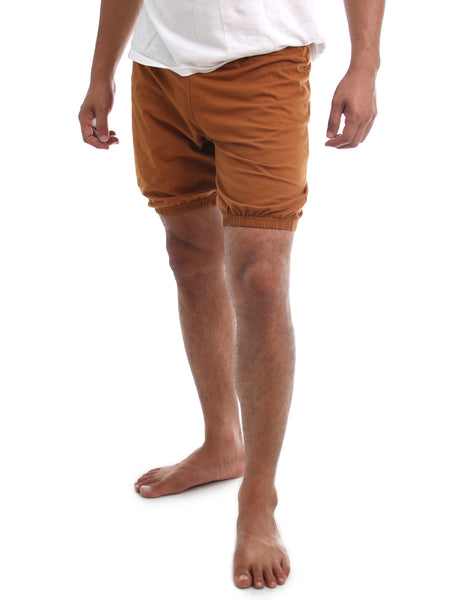 RTBU Men Indian Iyengar Yoga Dance Pilates Cotton Bloomer Shorts Caramel Brown