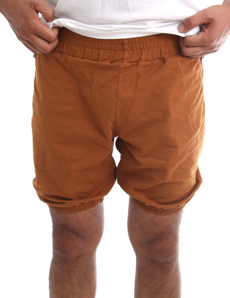 RTBU Men Indian Iyengar Yoga Dance Pilates Cotton Bloomer Shorts Caramel Brown