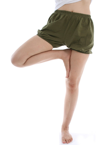 RTBU Iyengar Yoga Dance Ballet Practice Pilates Cotton Bloomer Shorts Military Green