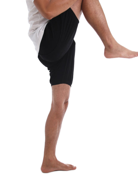 RTBU Men Iyengar Yoga Ballet Dance Practice Pilates Cotton Bloomer Shorts Black