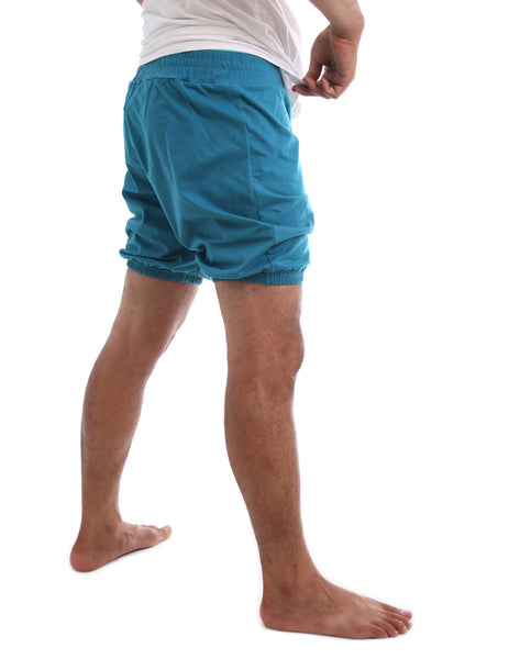 RTBU Mens Iyengar Yoga Pilates Cotton Anti-Flashing Bloomer Shorts Teal Blue