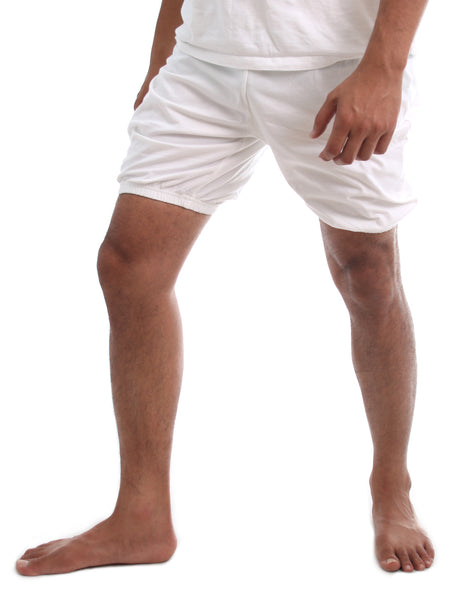 RTBU Mens Iyengar Yoga Dance Ballet Pilates Cotton Bloomer Shorts Natural White