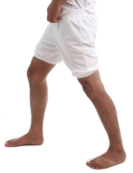 RTBU Mens Iyengar Yoga Dance Ballet Pilates Cotton Bloomer Shorts Natural White