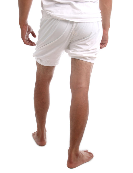 RTBU Mens Iyengar Yoga Dance Ballet Pilates Cotton Bloomer Shorts Natural White