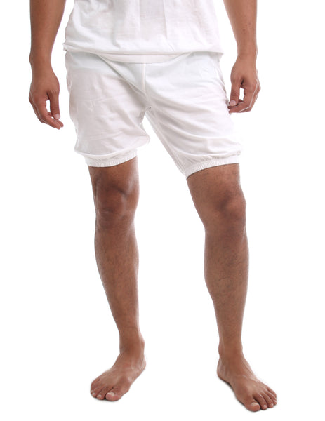 RTBU Mens Iyengar Yoga Dance Ballet Pilates Cotton Bloomer Shorts Natural White