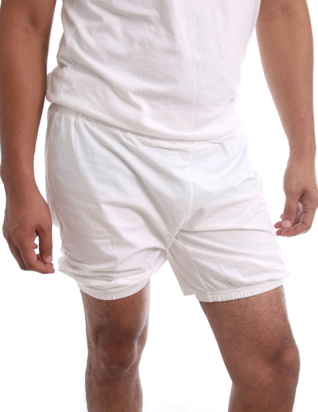 RTBU Mens Iyengar Yoga Dance Ballet Pilates Cotton Bloomer Shorts Natural White